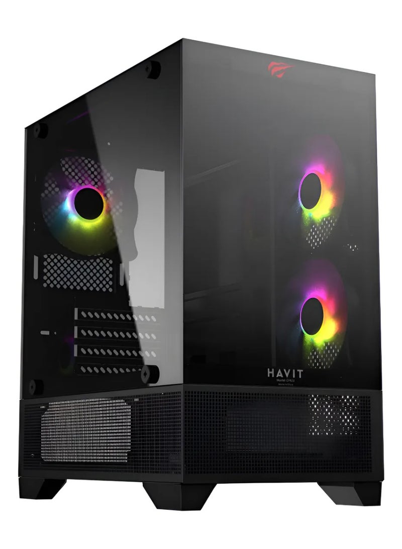 هافيت “هيكل الألعاب HAVIT CF923 – هيكل أنيق للكمبيوتر الشخصي للألعاب مع لوحة جانبية من الزجاج المقسى للتبريد الفعال - Image 1